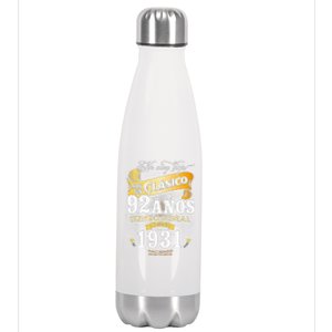 92nd Birthday Gift For In Spanish Regalo Cumpleanos 92 Stainless Steel Insulated Water Bottle