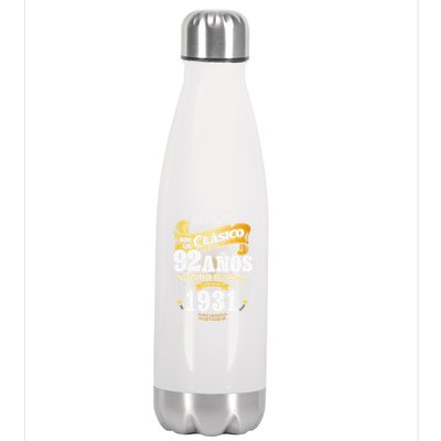 92nd Birthday Gift For In Spanish Regalo Cumpleanos 92 Stainless Steel Insulated Water Bottle