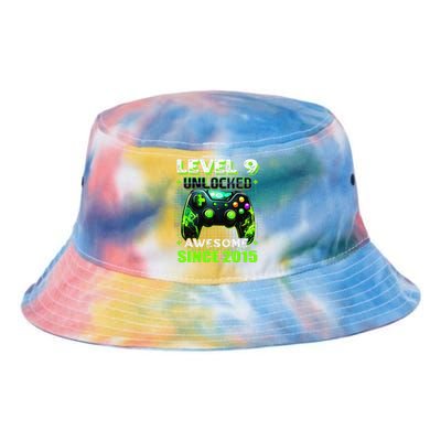 9th Birthday Gamer 9 Year Old Funny Bday Boy Nine Son Tie Dye Newport Bucket Hat