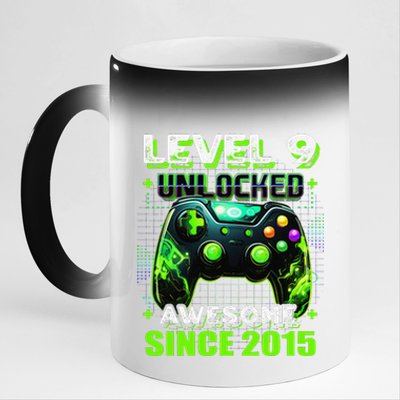 9th Birthday Gamer 9 Year Old Funny Bday Boy Nine Son 11oz Black Color Changing Mug