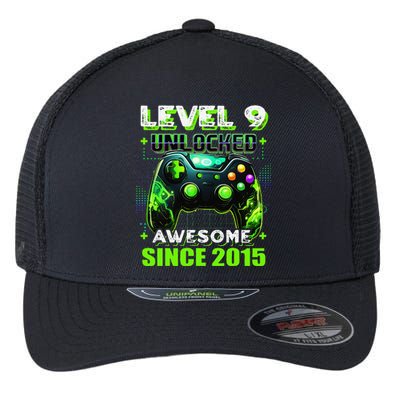 9th Birthday Gamer 9 Year Old Funny Bday Boy Nine Son Flexfit Unipanel Trucker Cap