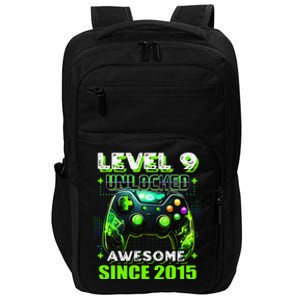 9th Birthday Gamer 9 Year Old Funny Bday Boy Nine Son Impact Tech Backpack