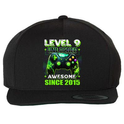 9th Birthday Gamer 9 Year Old Funny Bday Boy Nine Son Wool Snapback Cap