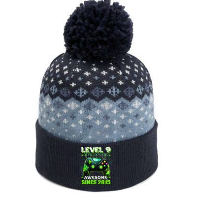 9th Birthday Gamer 9 Year Old Funny Bday Boy Nine Son The Baniff Cuffed Pom Beanie