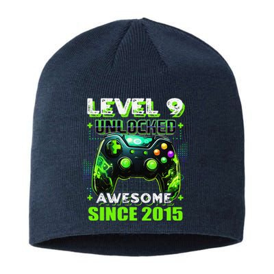 9th Birthday Gamer 9 Year Old Funny Bday Boy Nine Son Sustainable Beanie