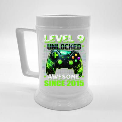 9th Birthday Gamer 9 Year Old Funny Bday Boy Nine Son Beer Stein