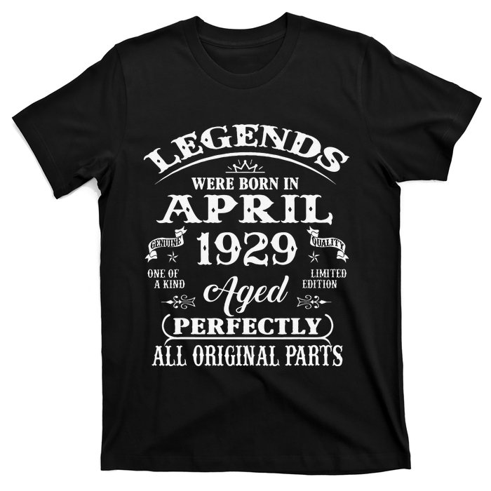 94th Birthday Gift Legends Born In April 1929 94 Years Old T-Shirt