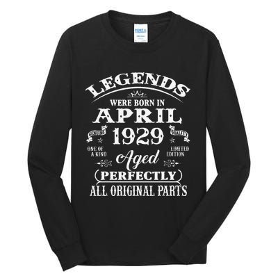 94th Birthday Gift Legends Born In April 1929 94 Years Old Tall Long Sleeve T-Shirt