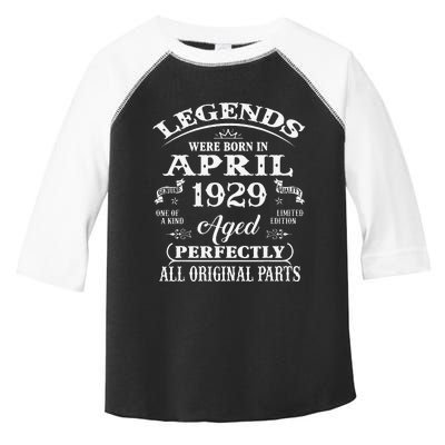 94th Birthday Gift Legends Born In April 1929 94 Years Old Toddler Fine Jersey T-Shirt