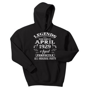 94th Birthday Gift Legends Born In April 1929 94 Years Old Kids Hoodie