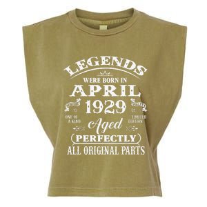 94th Birthday Gift Legends Born In April 1929 94 Years Old Garment-Dyed Women's Muscle Tee