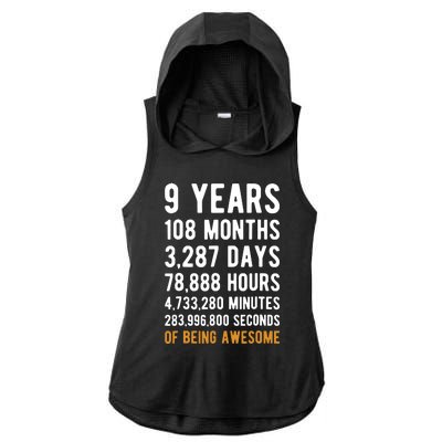 9th Birthday Gift 9 Years Old Being Awesome Ladies PosiCharge Tri-Blend Wicking Draft Hoodie Tank