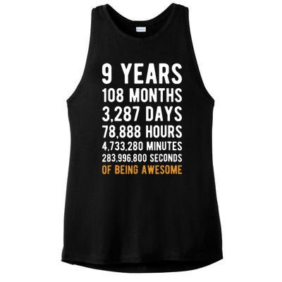 9th Birthday Gift 9 Years Old Being Awesome Ladies PosiCharge Tri-Blend Wicking Tank