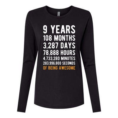 9th Birthday Gift 9 Years Old Being Awesome Womens Cotton Relaxed Long Sleeve T-Shirt