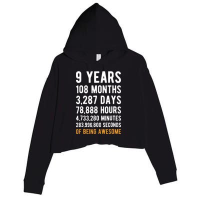 9th Birthday Gift 9 Years Old Being Awesome Crop Fleece Hoodie