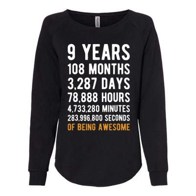 9th Birthday Gift 9 Years Old Being Awesome Womens California Wash Sweatshirt