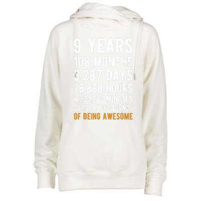 9th Birthday Gift 9 Years Old Being Awesome Womens Funnel Neck Pullover Hood