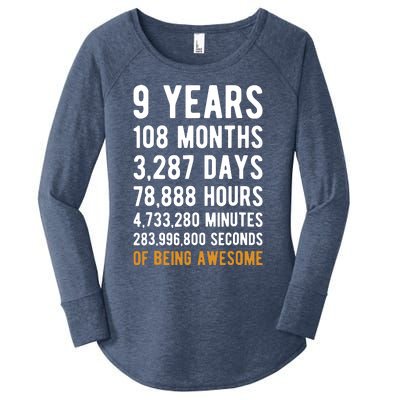 9th Birthday Gift 9 Years Old Being Awesome Women's Perfect Tri Tunic Long Sleeve Shirt