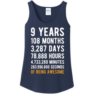 9th Birthday Gift 9 Years Old Being Awesome Ladies Essential Tank