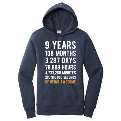 9th Birthday Gift 9 Years Old Being Awesome Women's Pullover Hoodie