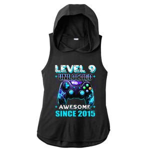 9th Birthday Gamer 9 Year Old Funny Bday Boy Nine Son Ladies PosiCharge Tri-Blend Wicking Draft Hoodie Tank