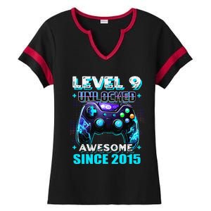 9th Birthday Gamer 9 Year Old Funny Bday Boy Nine Son Ladies Halftime Notch Neck Tee