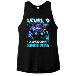 9th Birthday Gamer 9 Year Old Funny Bday Boy Nine Son Ladies PosiCharge Tri-Blend Wicking Tank