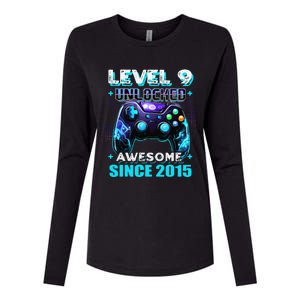 9th Birthday Gamer 9 Year Old Funny Bday Boy Nine Son Womens Cotton Relaxed Long Sleeve T-Shirt