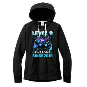 9th Birthday Gamer 9 Year Old Funny Bday Boy Nine Son Women's Fleece Hoodie