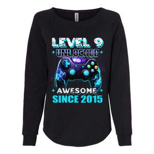 9th Birthday Gamer 9 Year Old Funny Bday Boy Nine Son Womens California Wash Sweatshirt