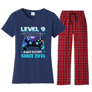 9th Birthday Gamer 9 Year Old Funny Bday Boy Nine Son Women's Flannel Pajama Set