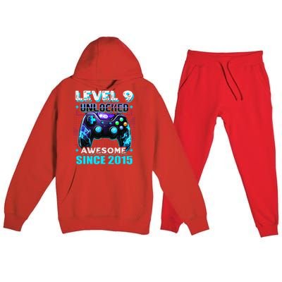 9th Birthday Gamer 9 Year Old Funny Bday Boy Nine Son Premium Hooded Sweatsuit Set