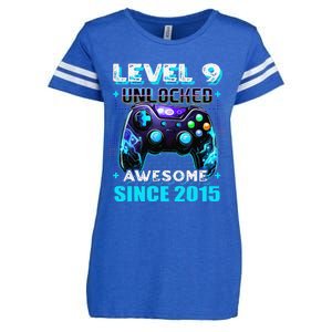 9th Birthday Gamer 9 Year Old Funny Bday Boy Nine Son Enza Ladies Jersey Football T-Shirt