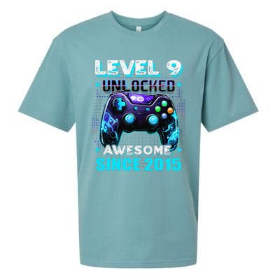 9th Birthday Gamer 9 Year Old Funny Bday Boy Nine Son Sueded Cloud Jersey T-Shirt