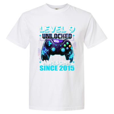 9th Birthday Gamer 9 Year Old Funny Bday Boy Nine Son Garment-Dyed Heavyweight T-Shirt