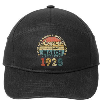 95th Birthday Gift Awesome Since March 1928 95 Year Old 7-Panel Snapback Hat