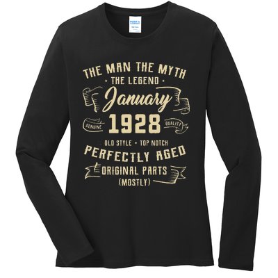 95th Birthday Gift Legends Born In January 1928 95 Years Old Ladies Long Sleeve Shirt