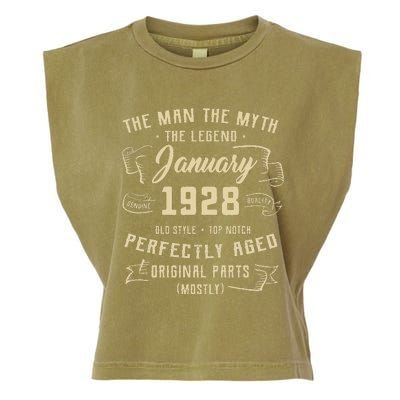 95th Birthday Gift Legends Born In January 1928 95 Years Old Garment-Dyed Women's Muscle Tee