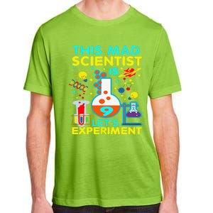 9th Birthday Gift This Mad Scientist Is 9 Let's Experiment Adult ChromaSoft Performance T-Shirt