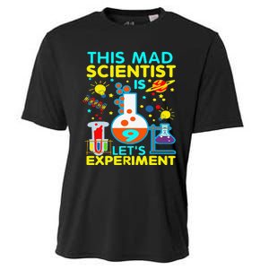 9th Birthday Gift This Mad Scientist Is 9 Let's Experiment Cooling Performance Crew T-Shirt