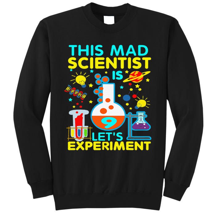 9th Birthday Gift This Mad Scientist Is 9 Let's Experiment Sweatshirt