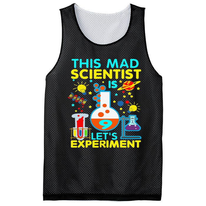 9th Birthday Gift This Mad Scientist Is 9 Let's Experiment Mesh Reversible Basketball Jersey Tank