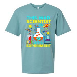 9th Birthday Gift This Mad Scientist Is 9 Let's Experiment Sueded Cloud Jersey T-Shirt