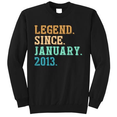 9th Birthday Gifts 9 Year Old Legend Since January 2013 Sweatshirt