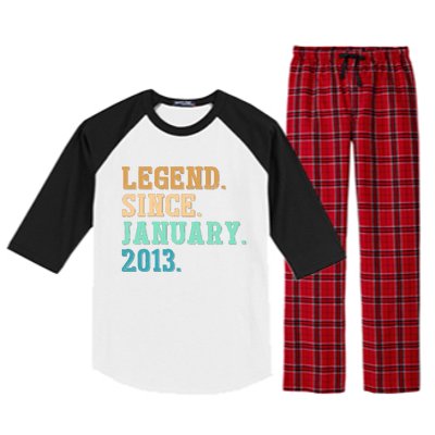 9th Birthday Gifts 9 Year Old Legend Since January 2013 Raglan Sleeve Pajama Set