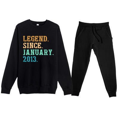 9th Birthday Gifts 9 Year Old Legend Since January 2013 Premium Crewneck Sweatsuit Set