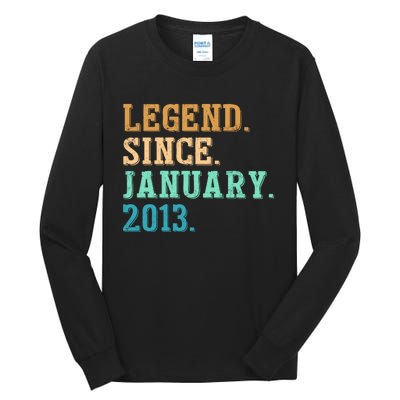 9th Birthday Gifts 9 Year Old Legend Since January 2013 Tall Long Sleeve T-Shirt