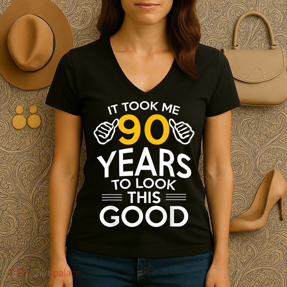90th Birthday Gift, Took Me 90 Years - 90 Year Old shirt Women's V-Neck T-Shirt