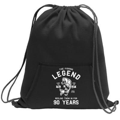 90th Birthday Gift The Fishing Legend 90 Years Fisherman Sweatshirt Cinch Pack Bag