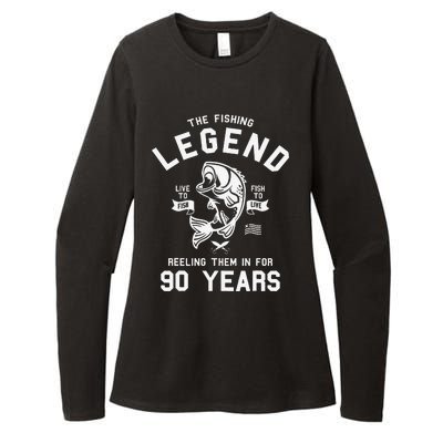 90th Birthday Gift The Fishing Legend 90 Years Fisherman Womens CVC Long Sleeve Shirt